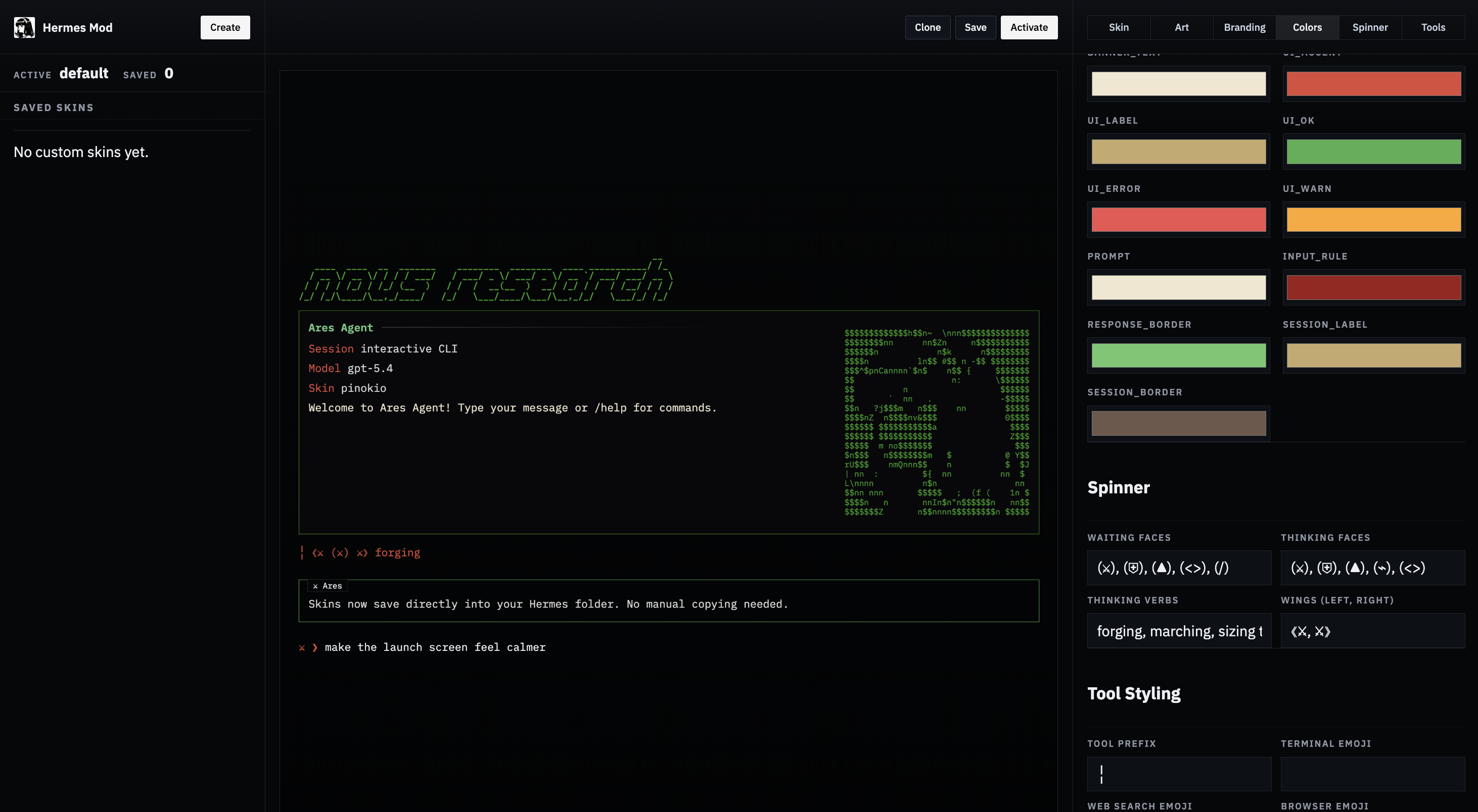 Hermes Mod skin editor