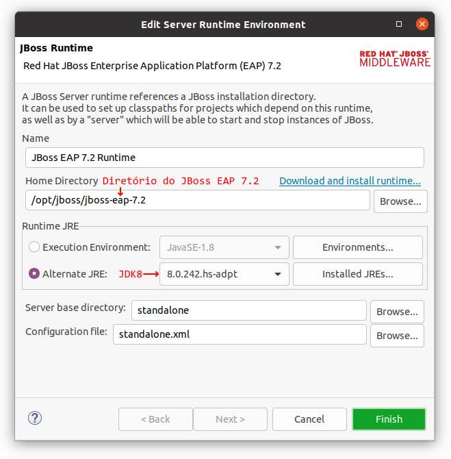 Configuração da instância com JDK 8