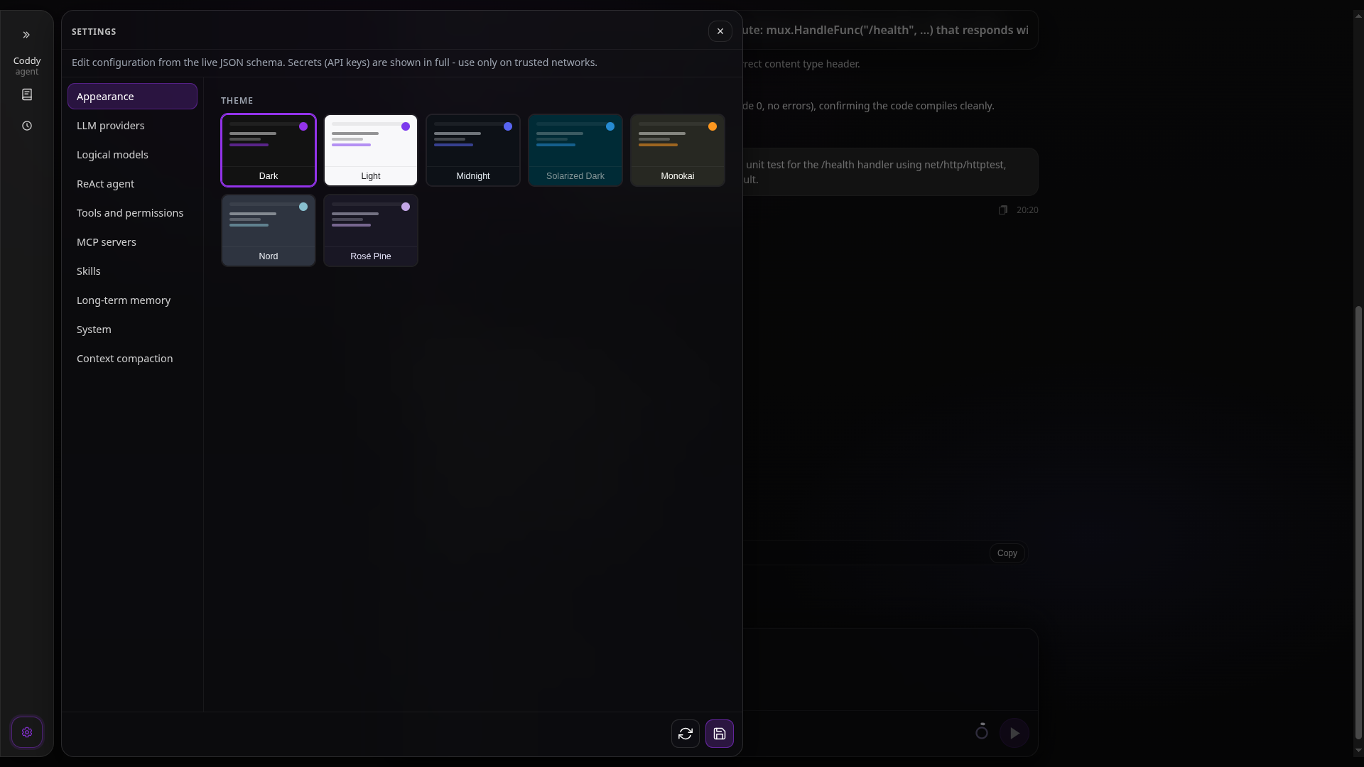 Settings Appearance