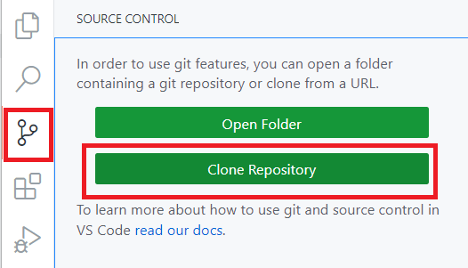 Clone Repository button on Source Control tab