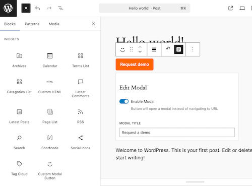 Screenshot: ACF field groups for modal content management