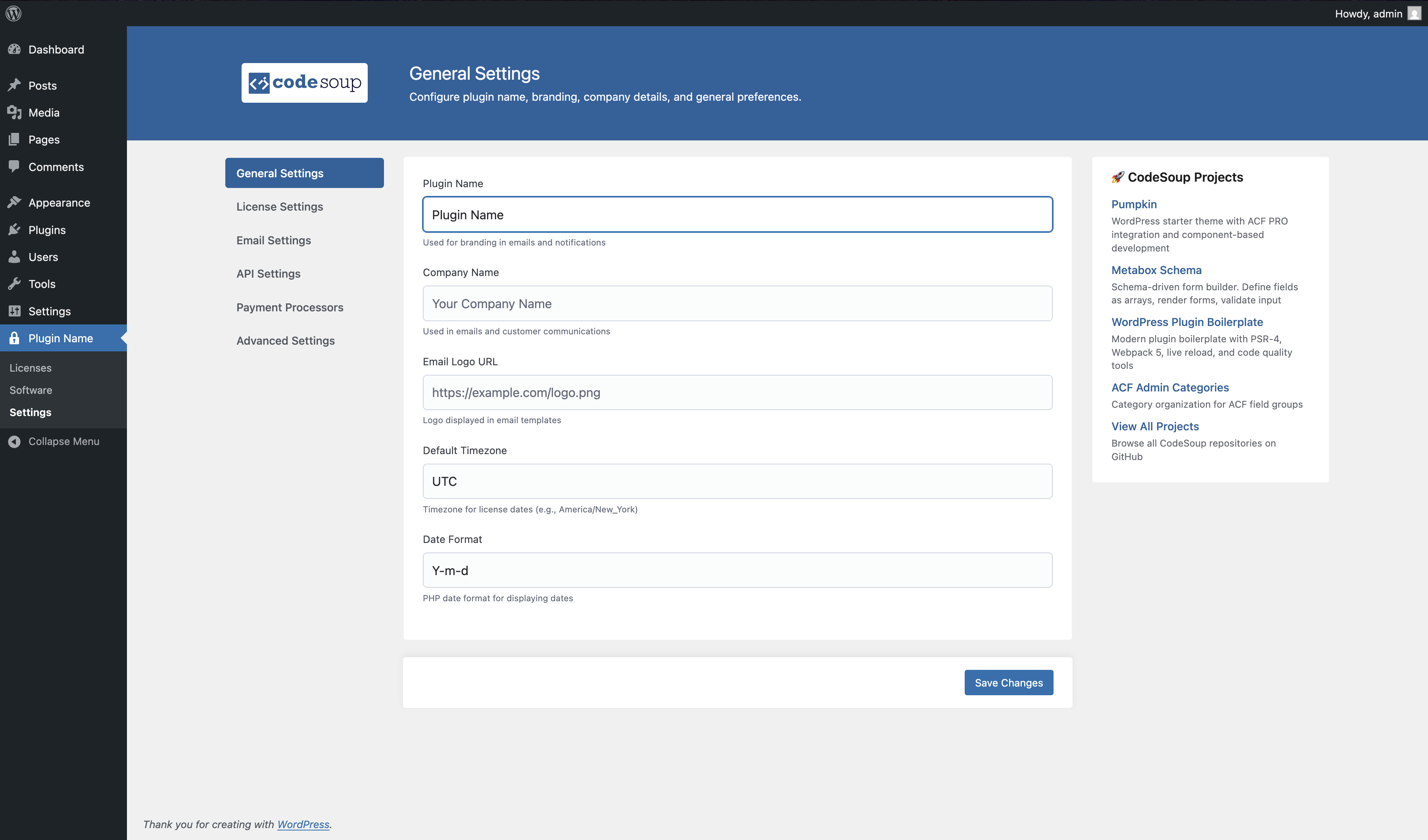CodeSoup Options Preview