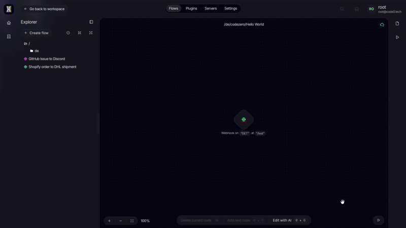 Editing a flow with AI