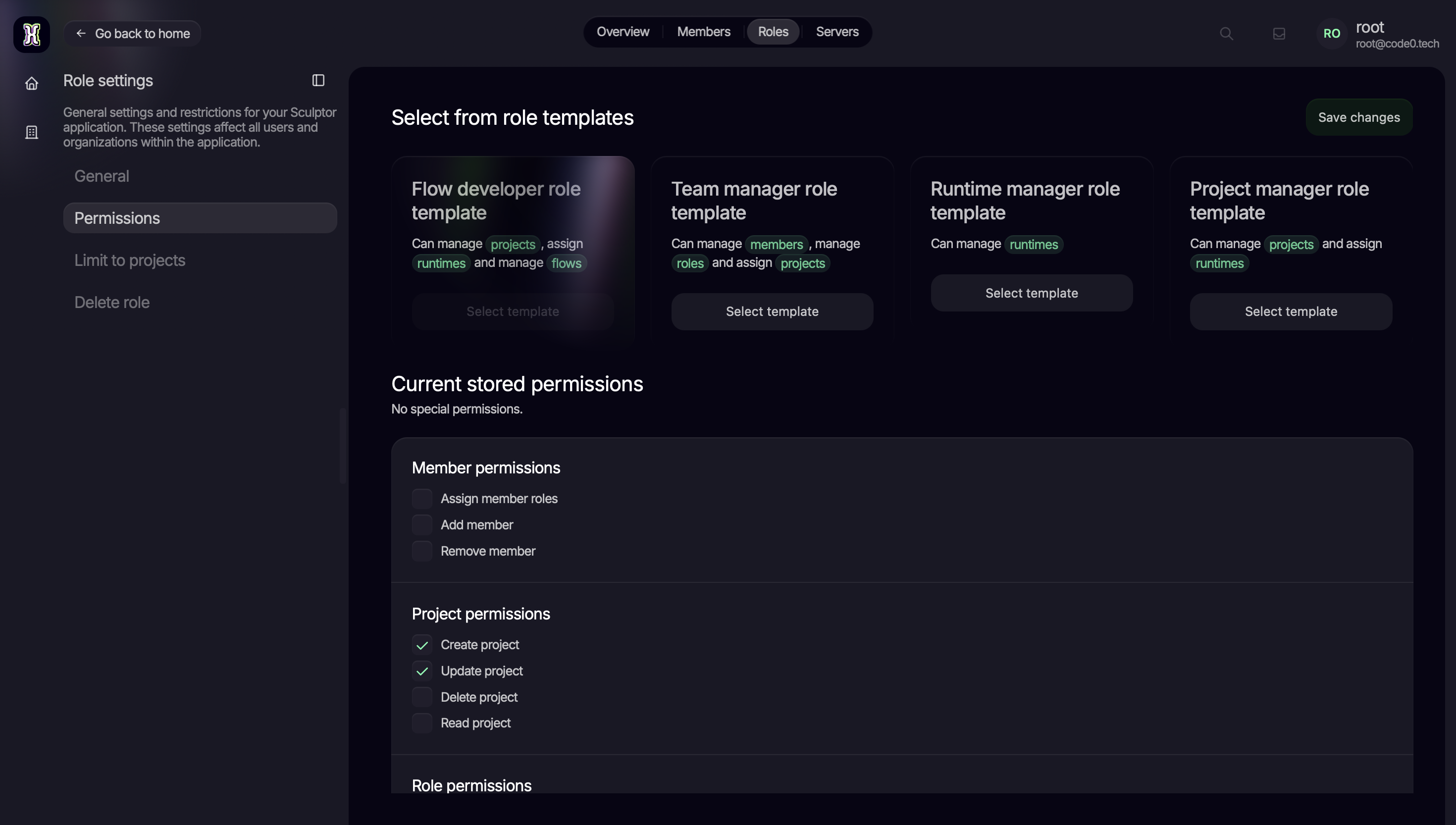 Role templates and fine-grained permissions