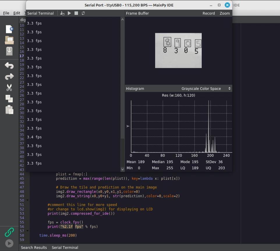 MaixPy IDE showing output