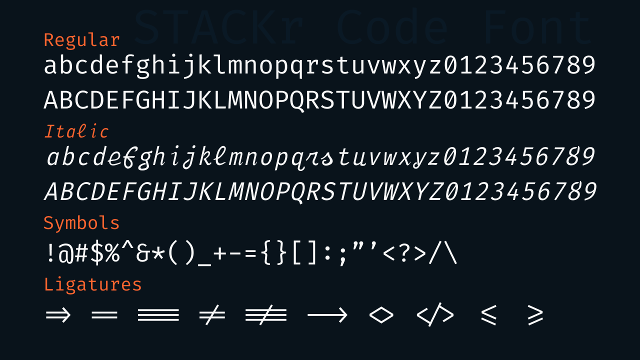 STACKr Code Font Examples