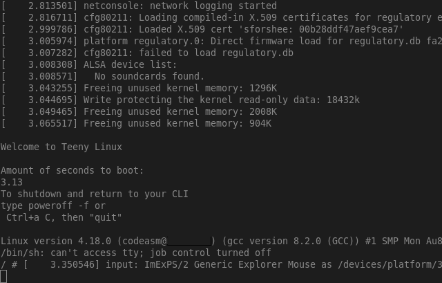 teenylinux booting Screenshot