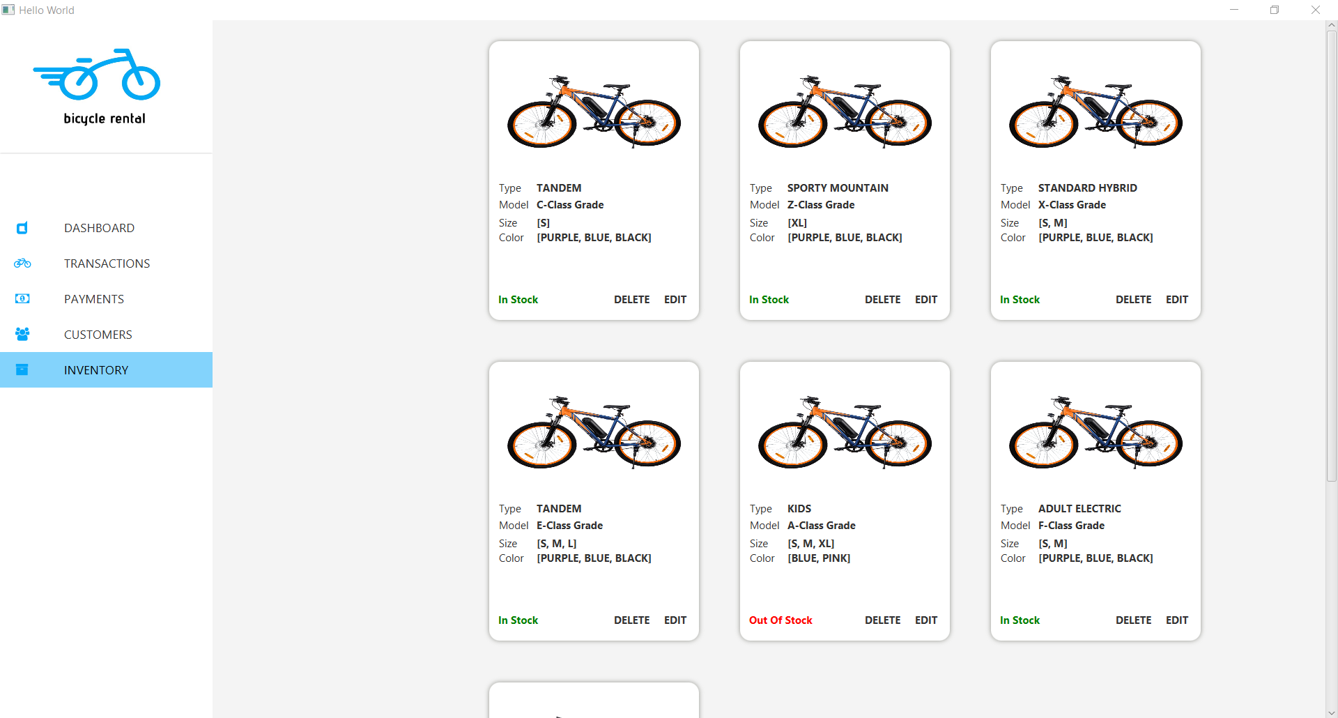 Bicycle Inventory