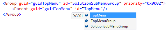 VSCT Intellisense IDs