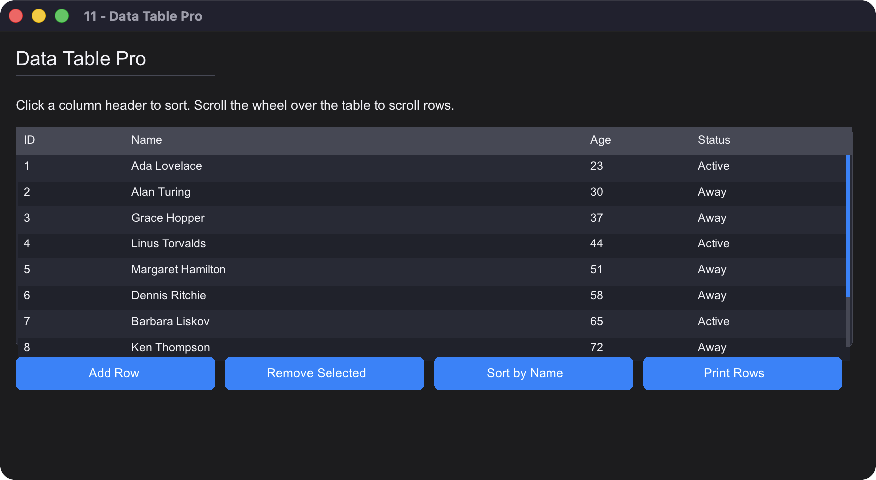11 - Data Table Pro Demo