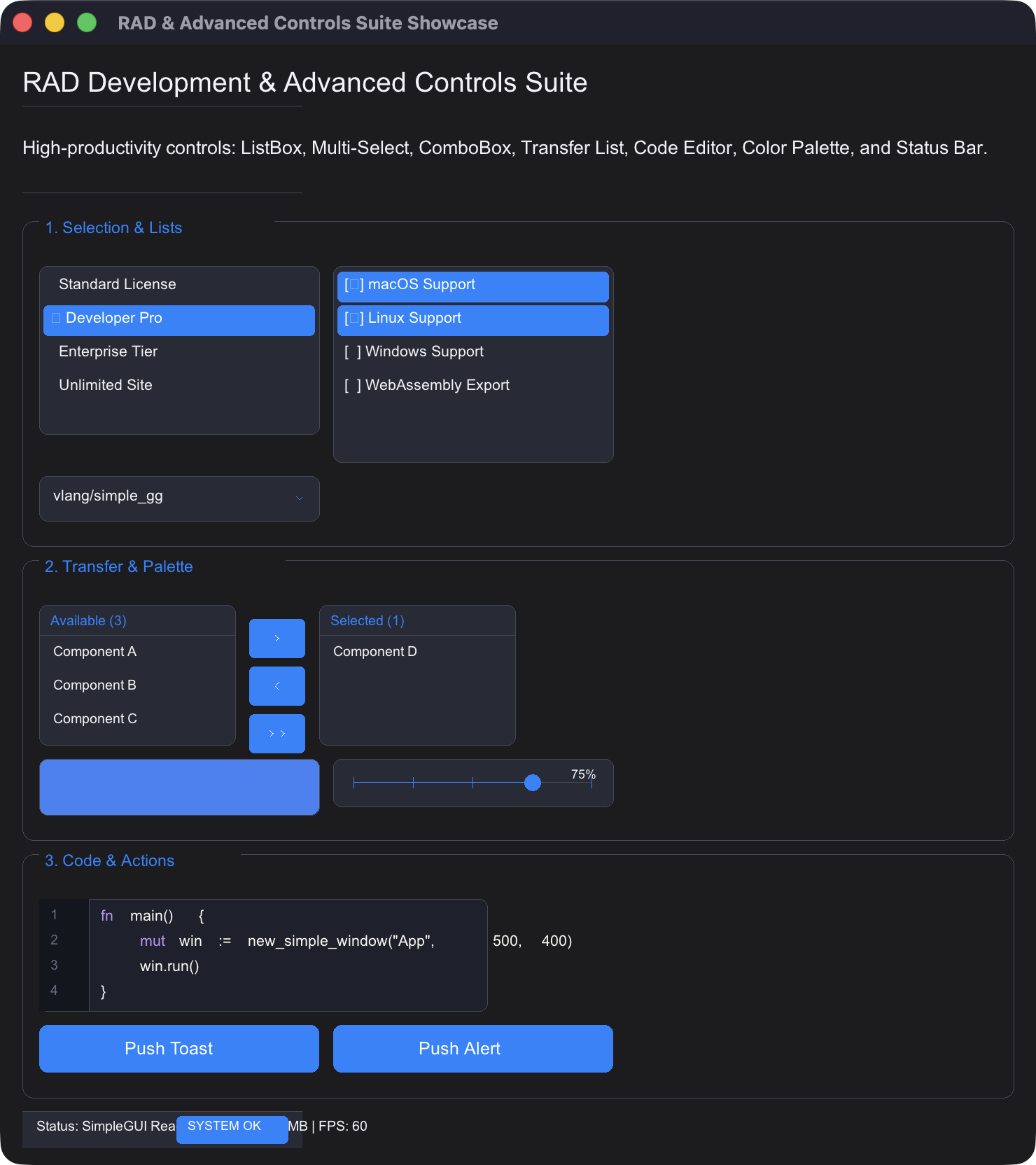 RAD Controls Showcase