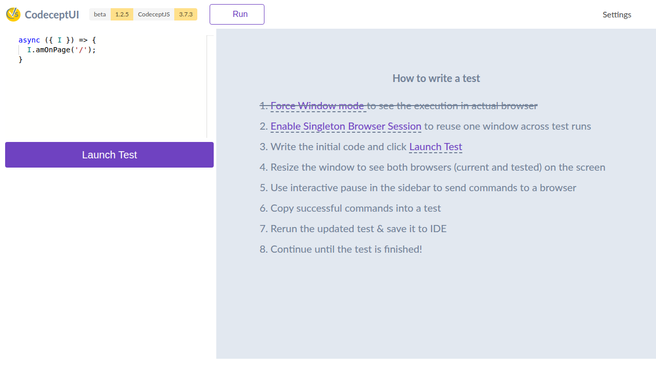 Test Editor