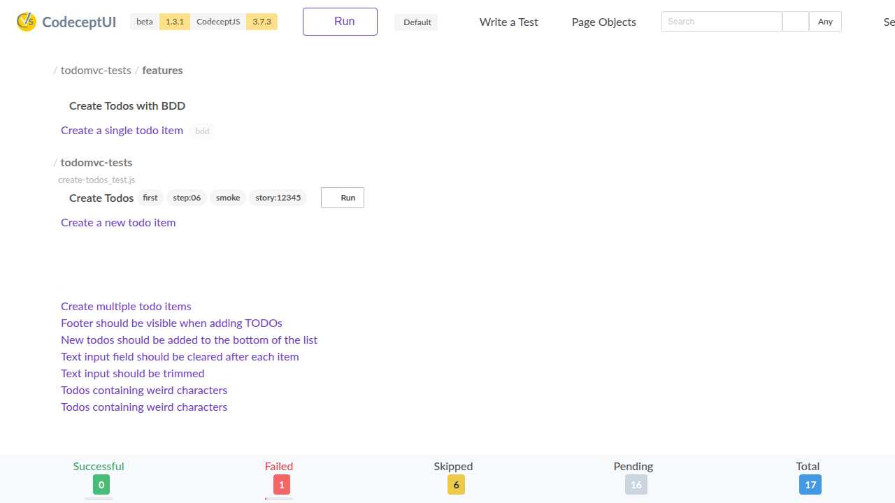 CodeceptUI Test Results