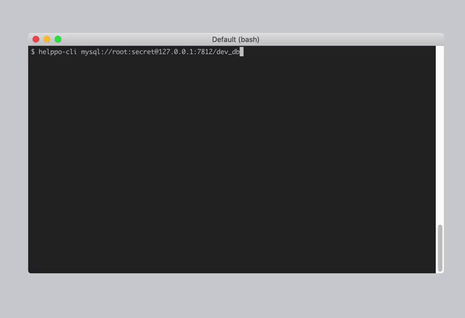 Gif of helppo on the command line