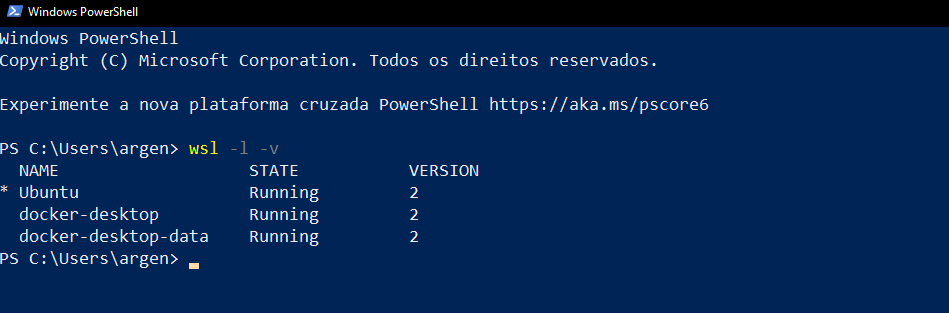 Verificando distribuições instaladas do Linux no WSL 2