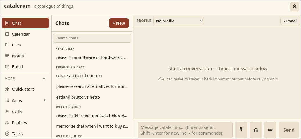 Screenshot of catalerum chat