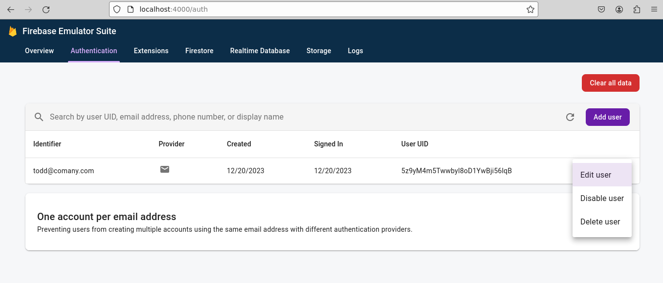 Firebase Emulator Auth