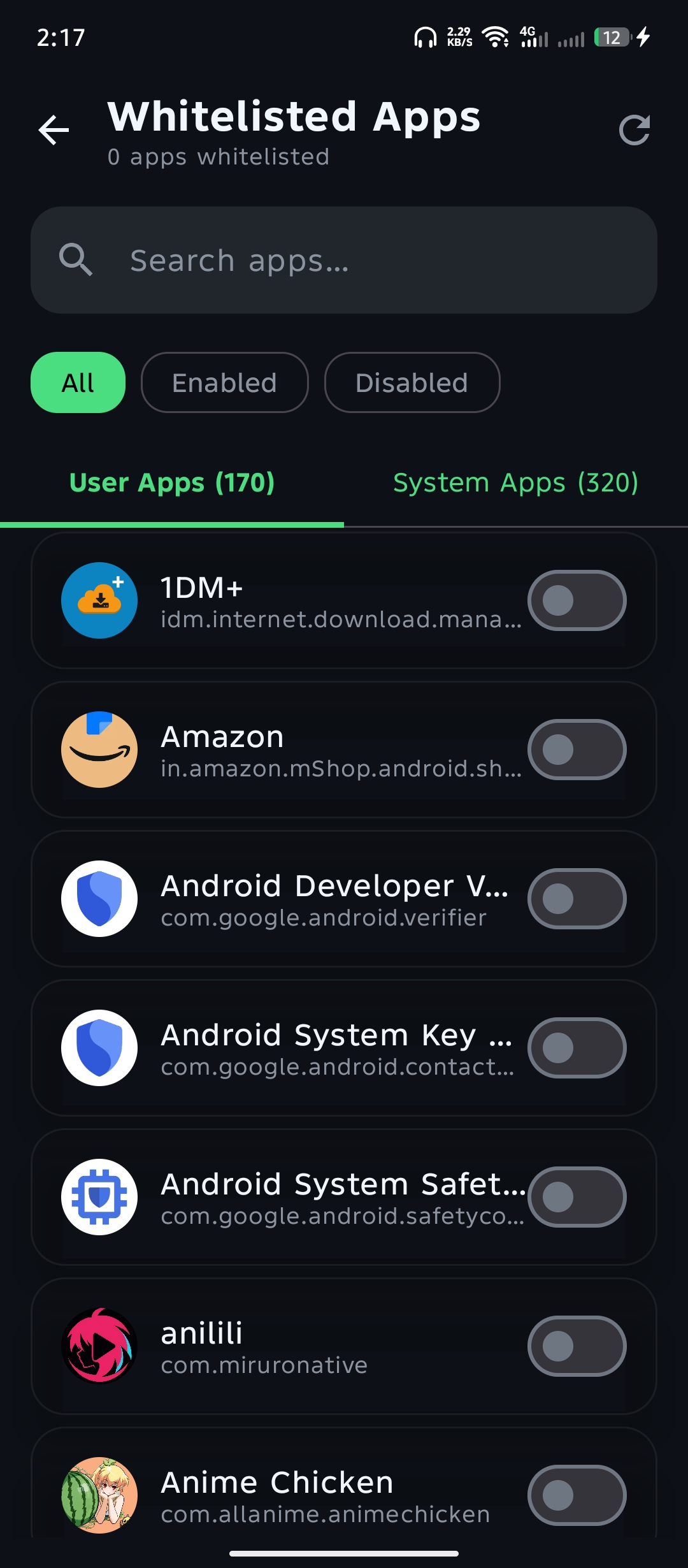 Whitelisted Apps
