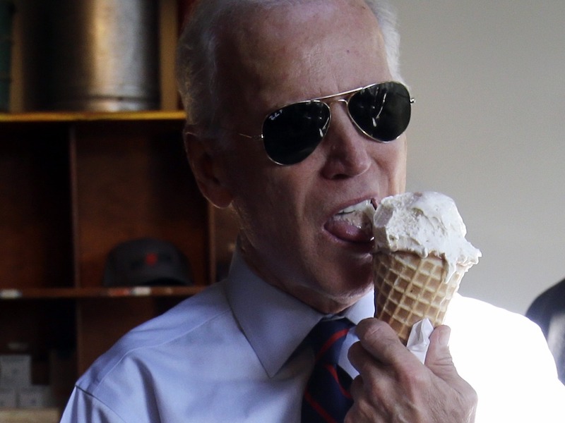 Former Vice President Joe Biden eating an ice cream cone