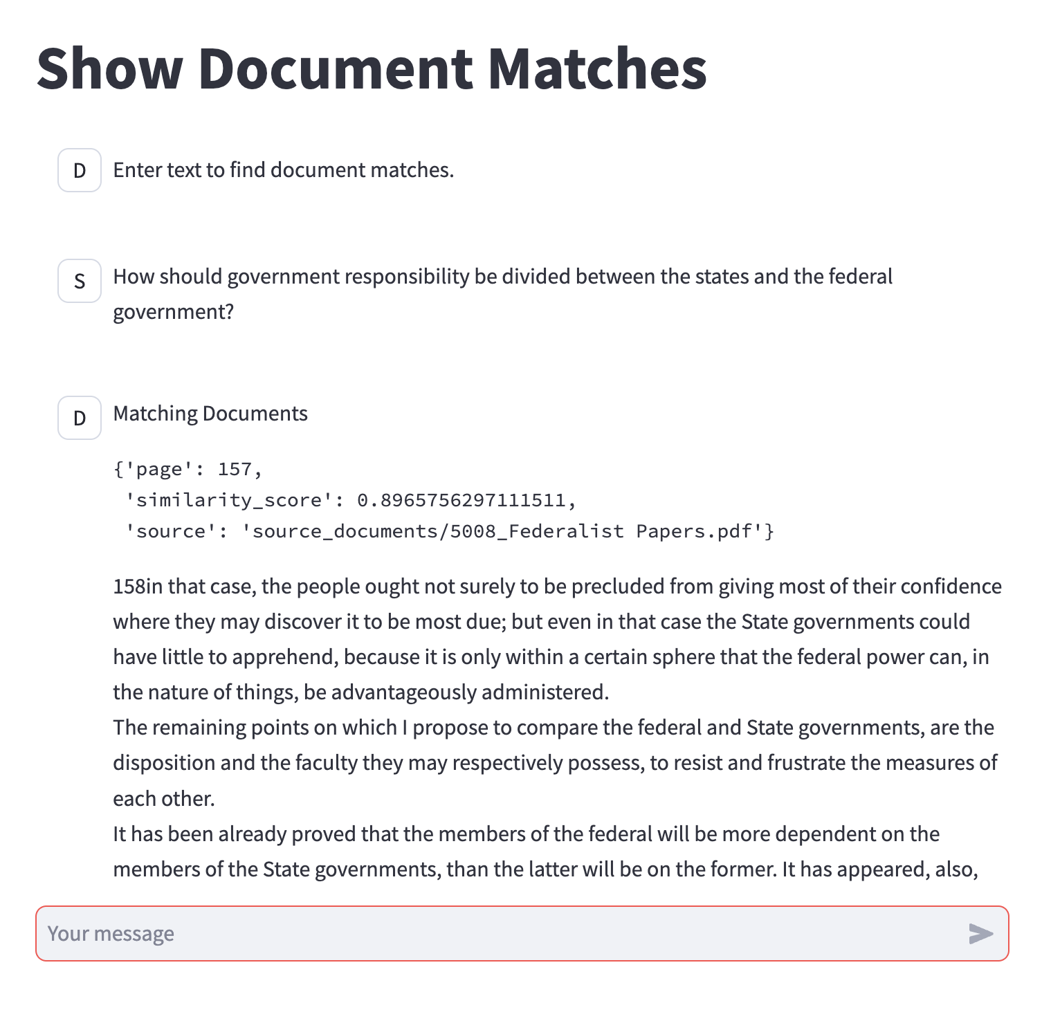 Image of document matching UI