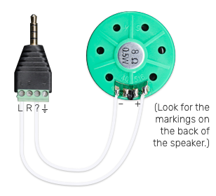 an illustration showing how the speaker is connected to the headphone plug