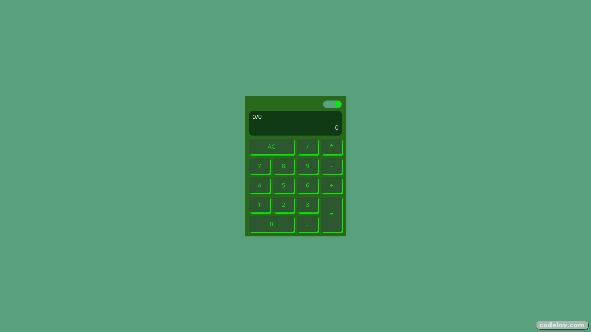 Screenshot of the calculator