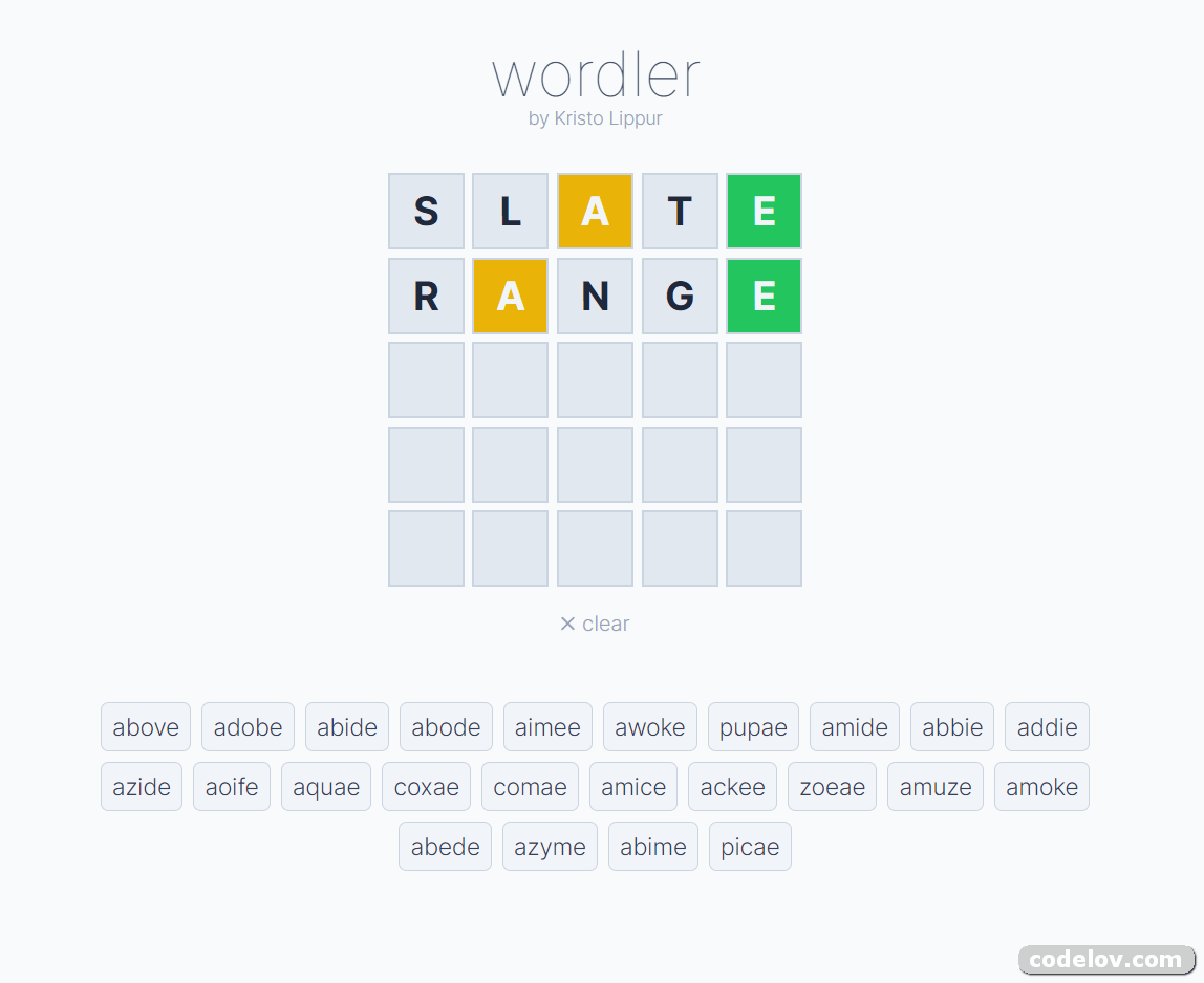 Showcase Game Wordler Web with ReactJS