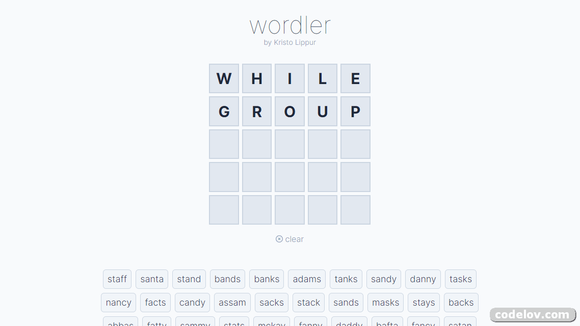 Showcase Game Wordler Web with ReactJS