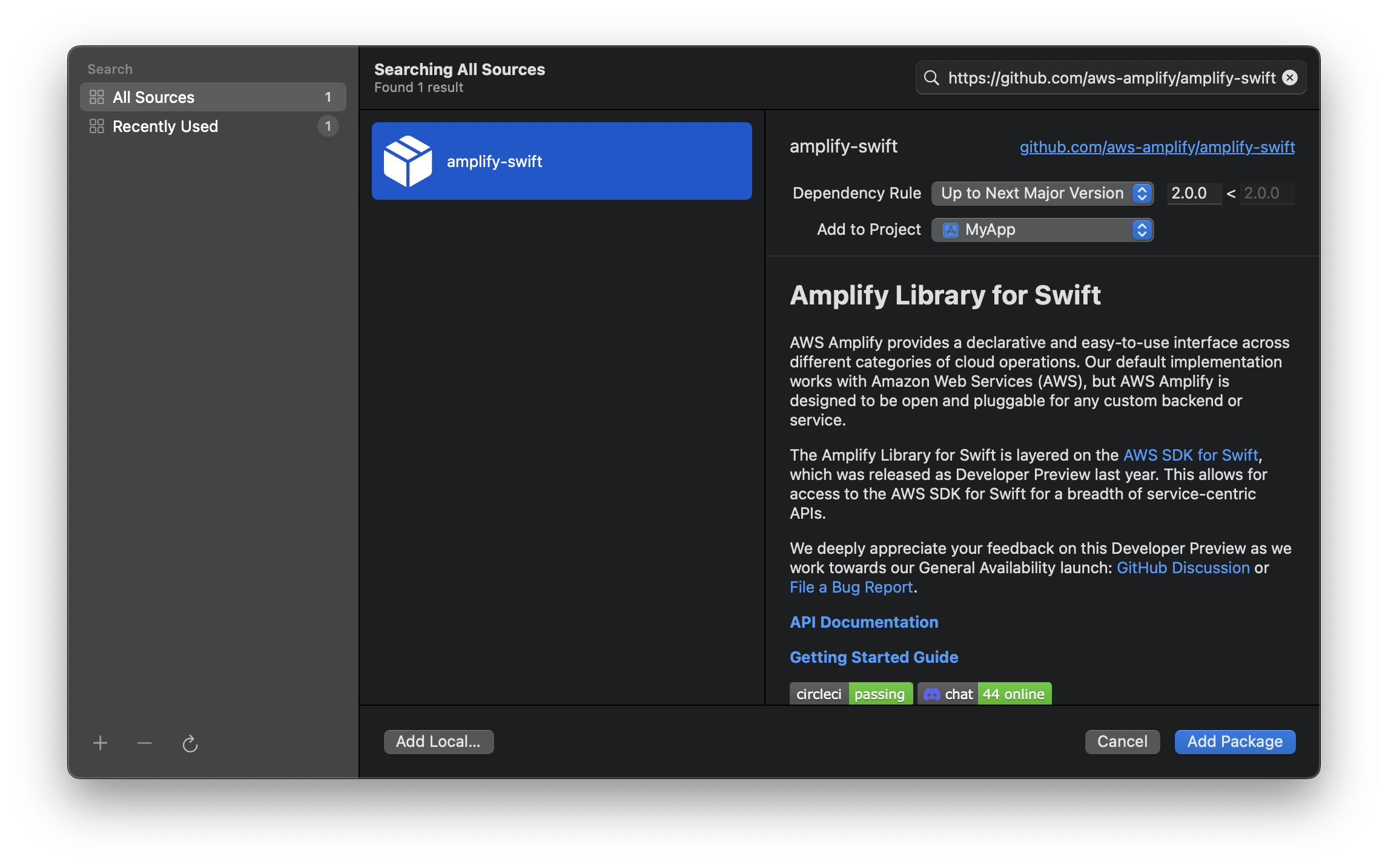 Dependency version options