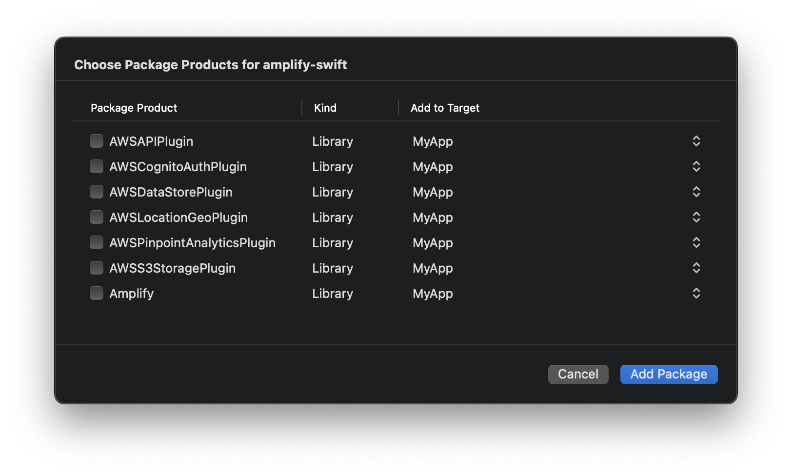 Select dependencies