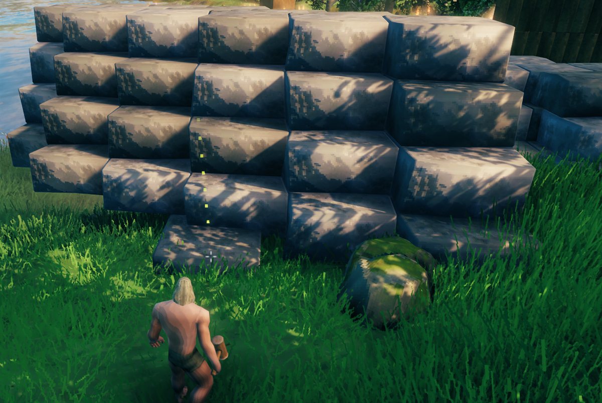 Stone blocks staggered into a stepped diagonal
