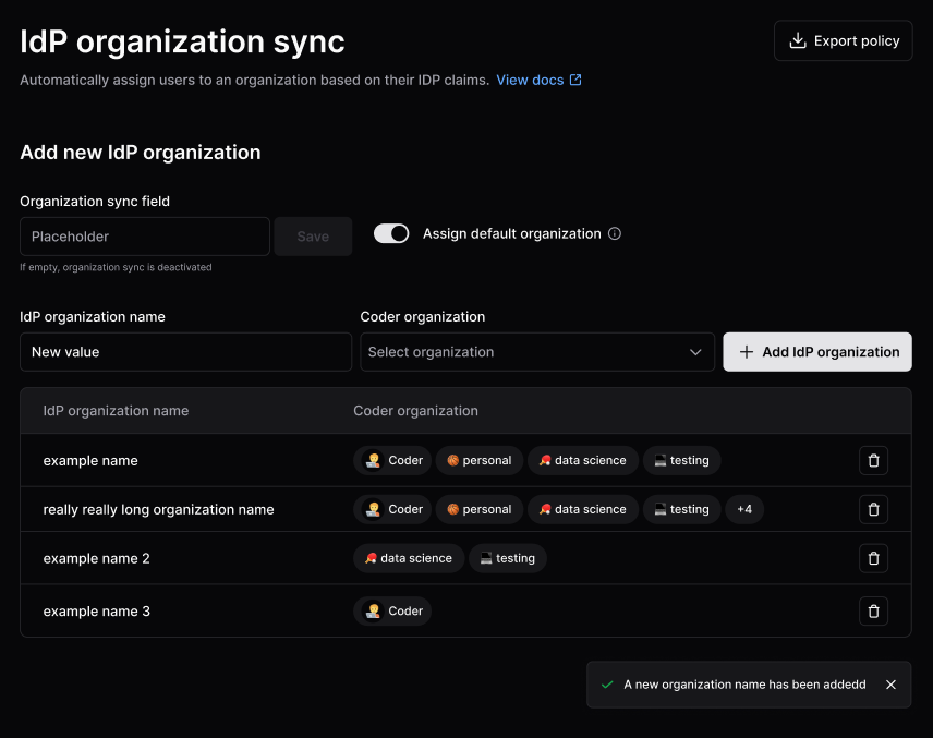 IdP organization sync