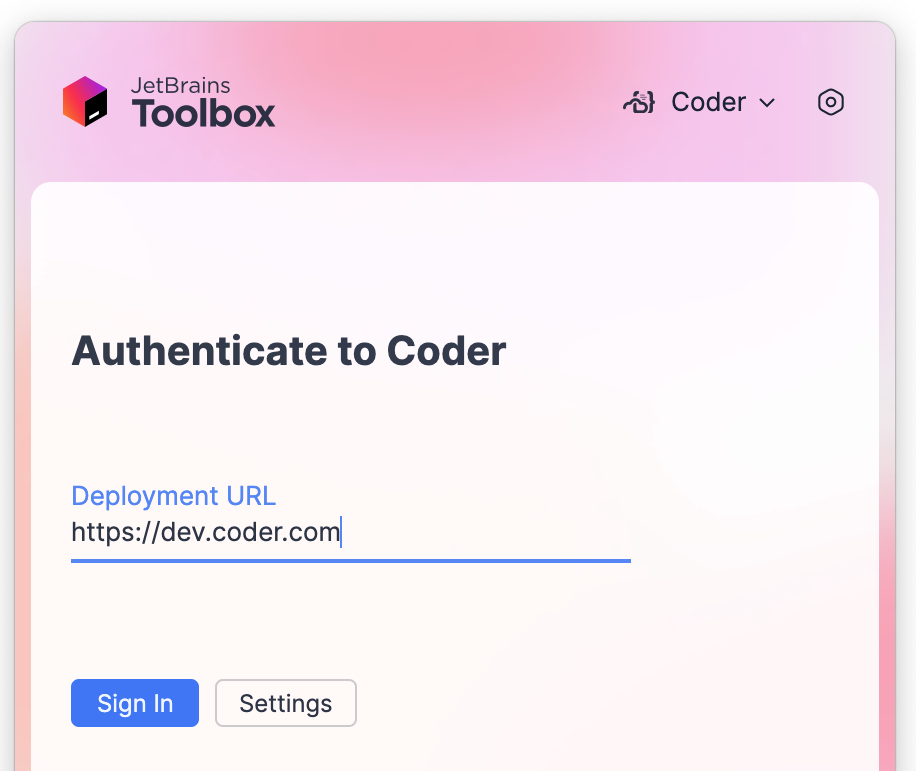 JetBrains Toolbox Coder provider URL
