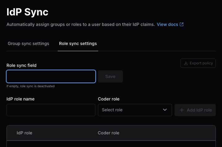 IdP Sync - Role sync settings