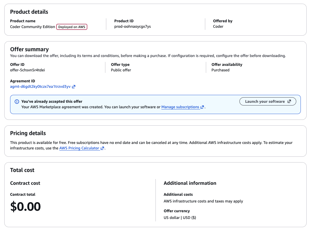 AWS Marketplace Subscription