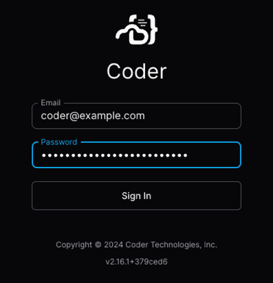 Log in to your Coder deployment