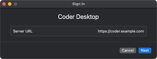 Coder Desktop sign in