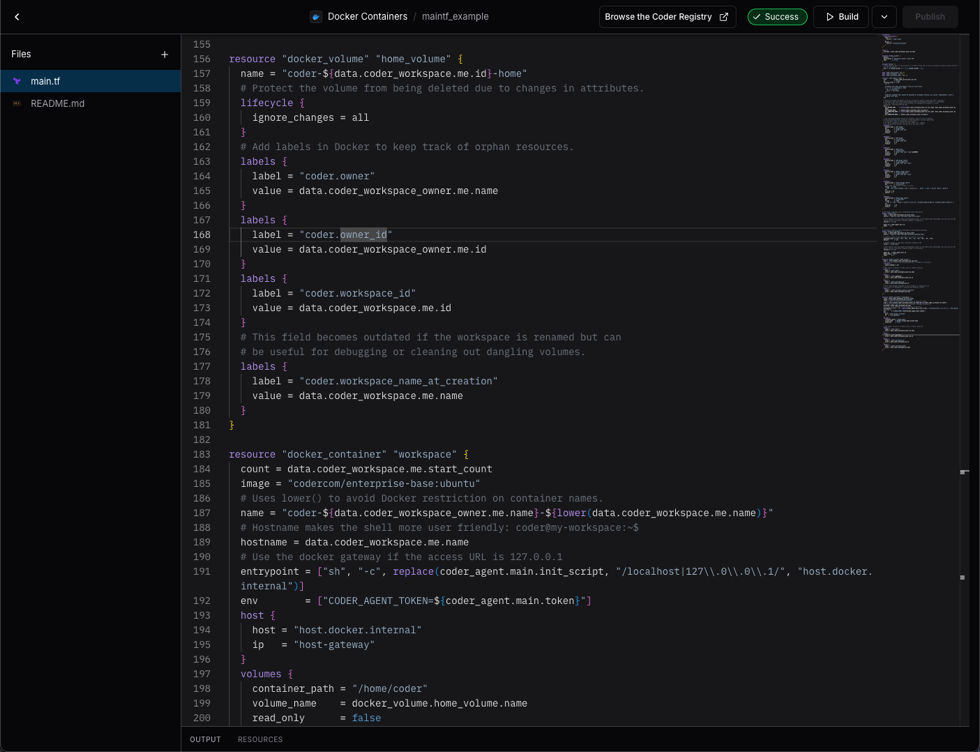 Templates define the underlying infrastructure that Coder Workspaces run on.