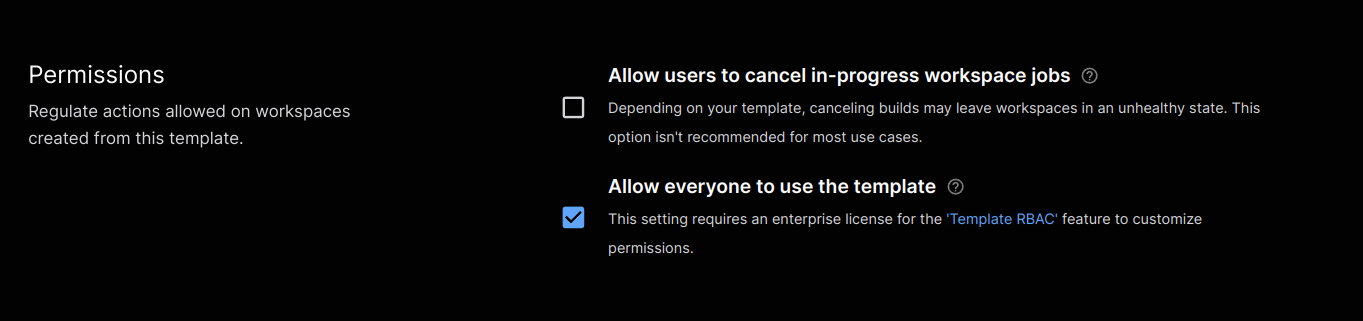 Create Template Permissions