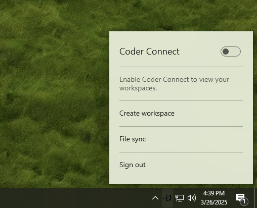 Coder Desktop on Windows - enable Coder Connect