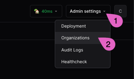 Organizations Menu