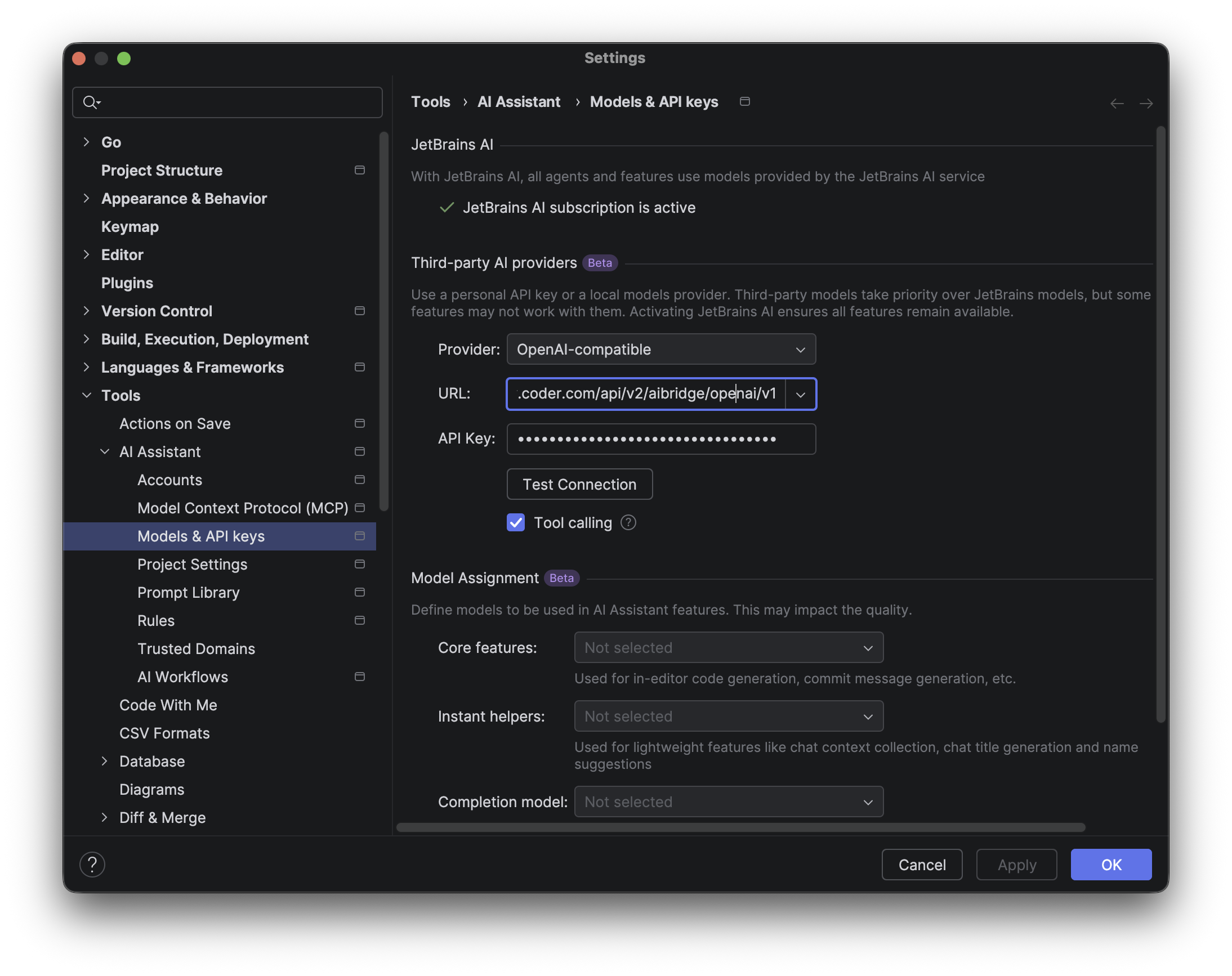 JetBrains AI Assistant Settings
