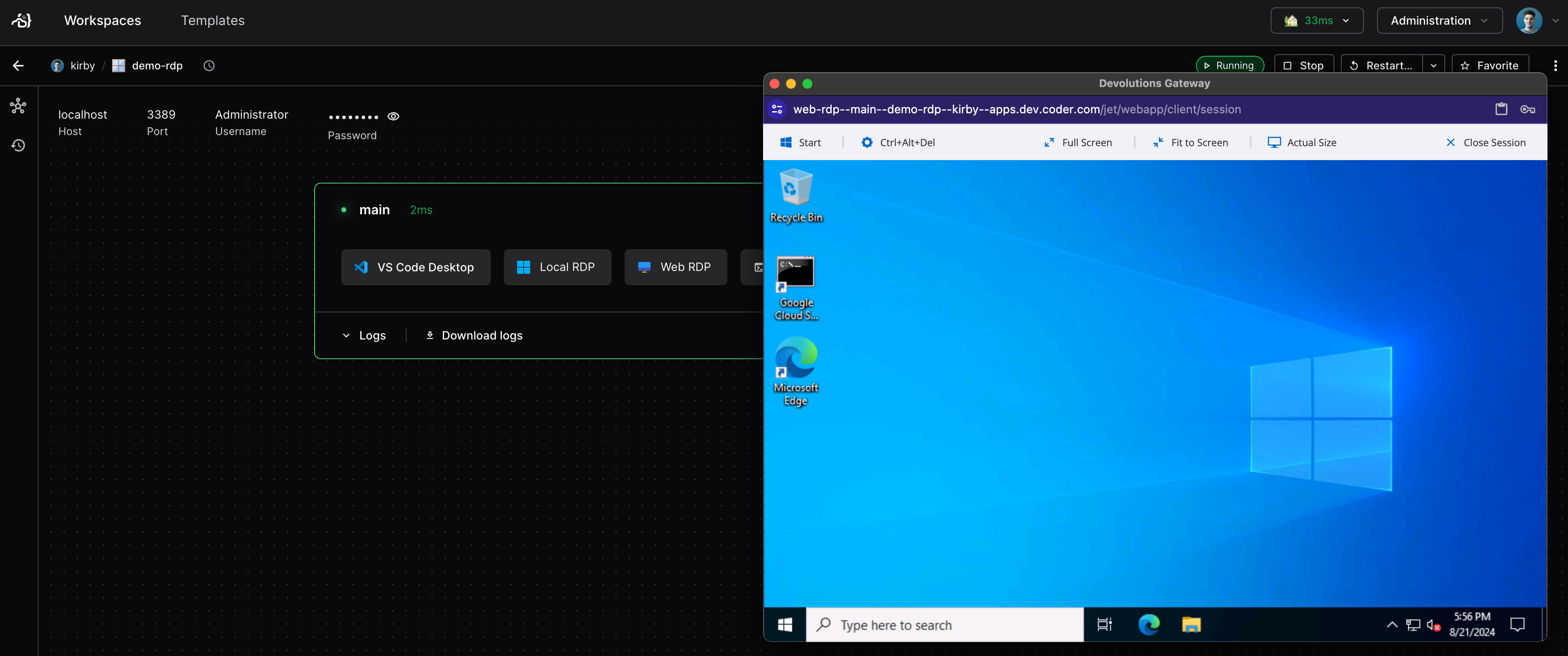 Windows RDP Web