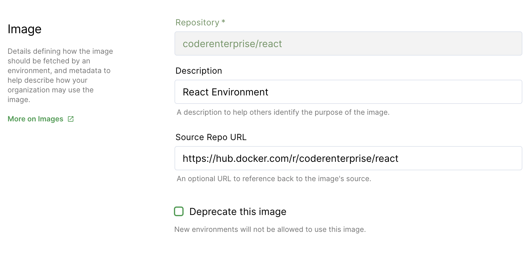 Deprecating an image