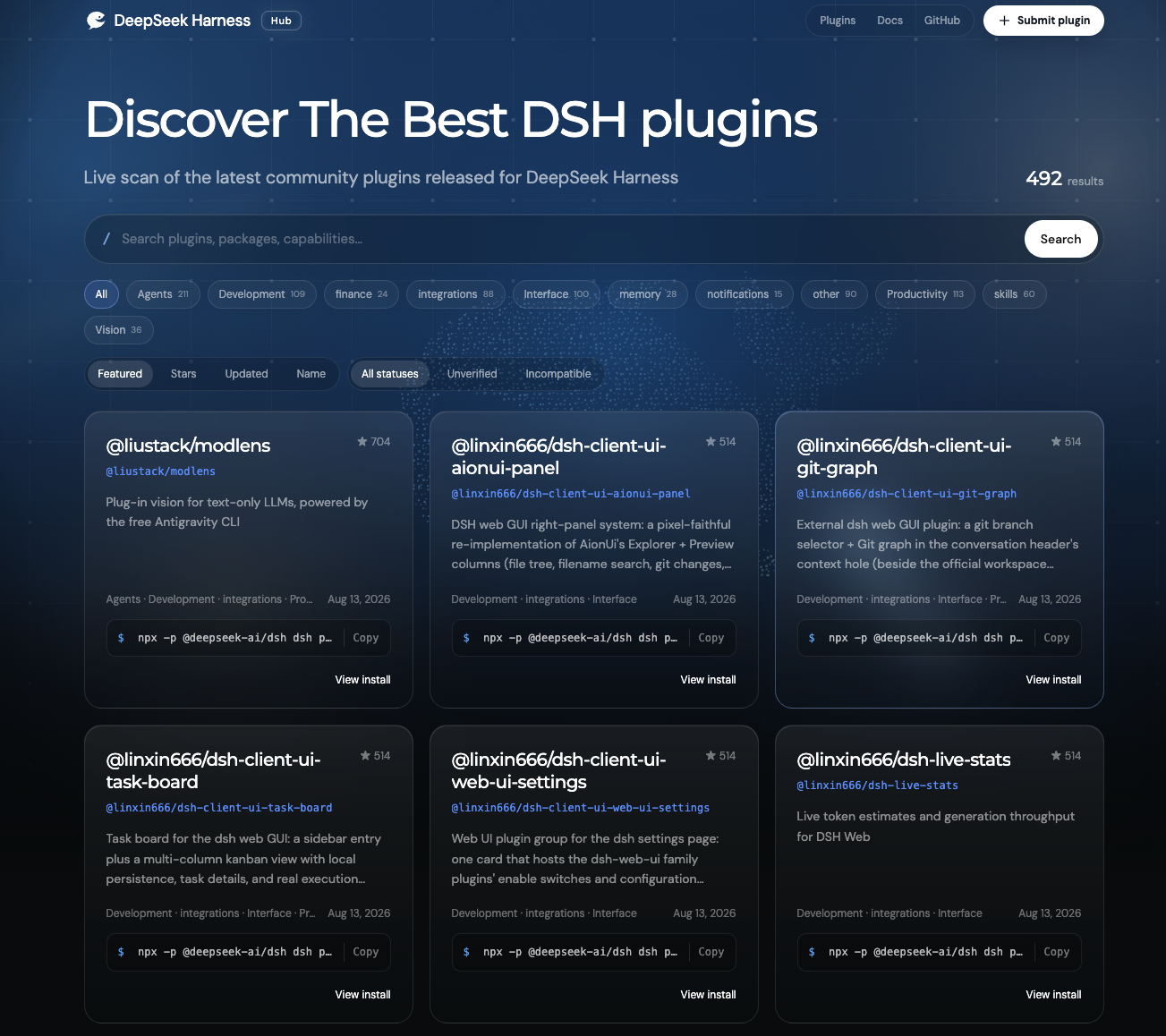 DSH Hub plugin catalog