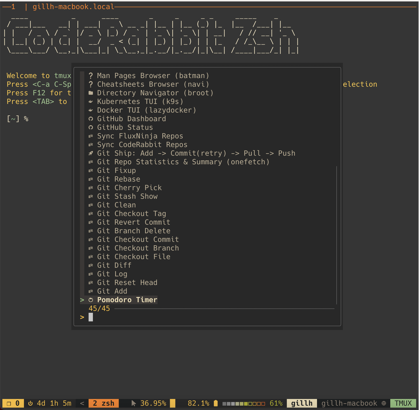 tmux Fuzzy Menu