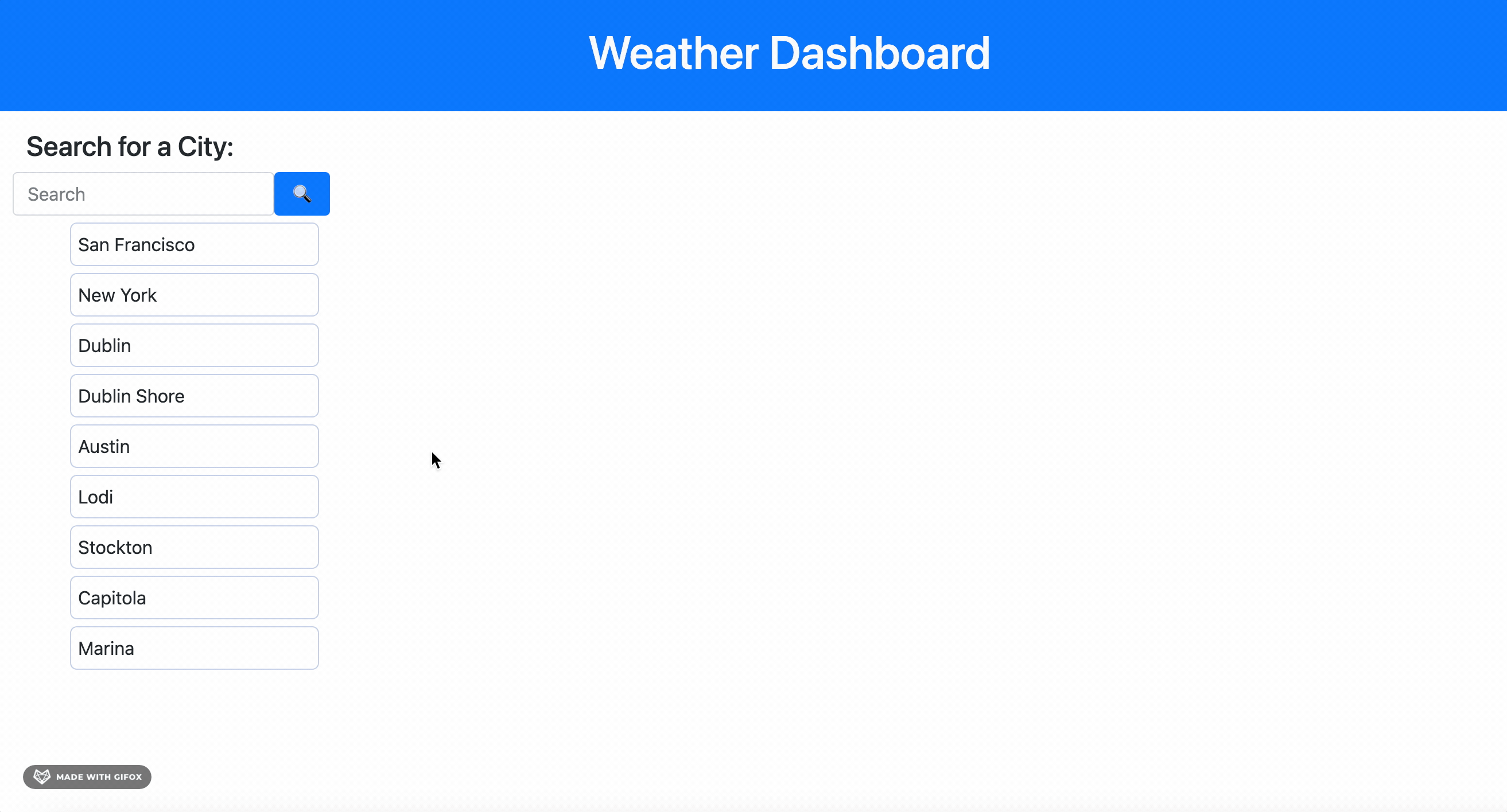 User clicks on multiple cities to see the weather there