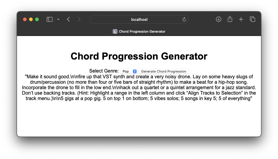Second Pop Chord Progression Response - Garbage Results