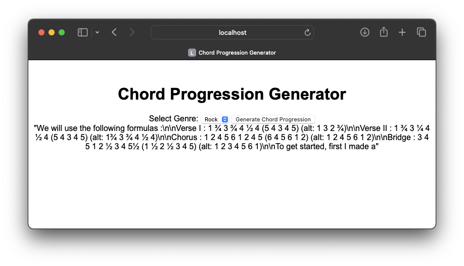 Second Rock Chord Progression Response - Garbage Results