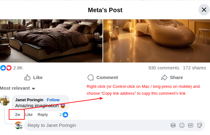 Copy Facebook Comment Link